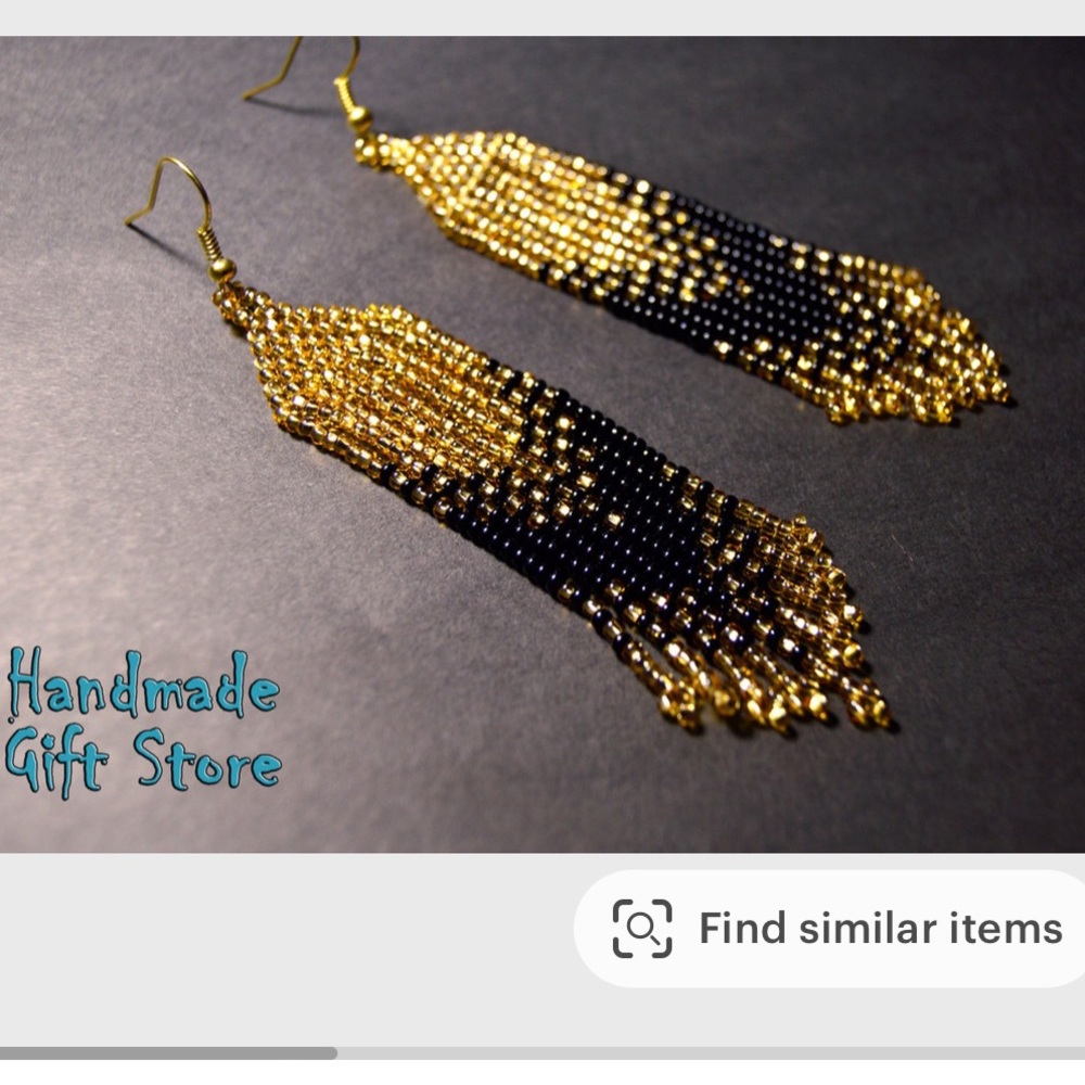Black and gold handmade chandelier earrings